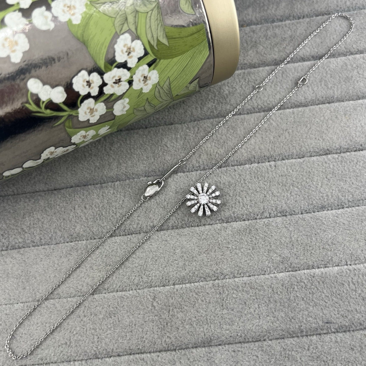 Damiani Style Floral Cubic Zirconia 18K Gold-Plated Necklace