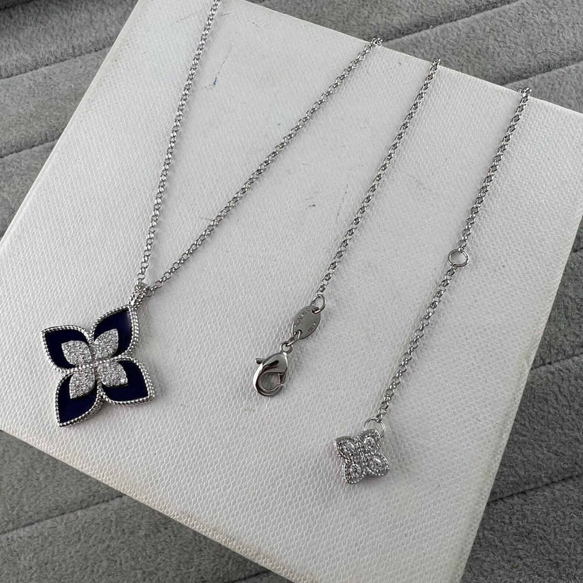 Roberto Coin Style Four-Leaf Clover Cubic Zirconia Necklace