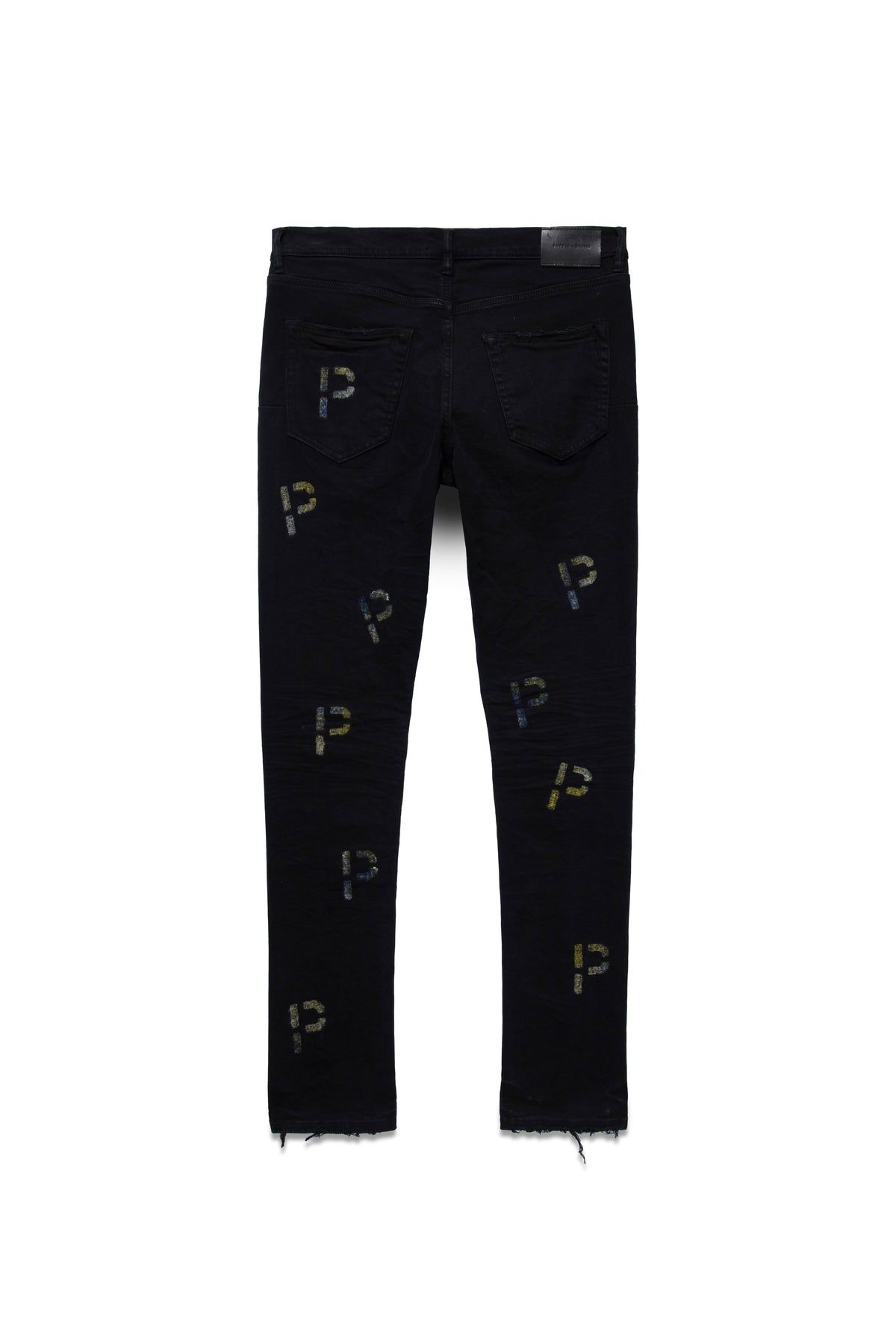 P001 LOW RISE SKINNY JEAN - Black Indigo Embroidery Punch P Plaid