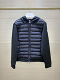 Moncler Hybrid Cardigan Down Jacket — Quilted Front & Knit Sleeves