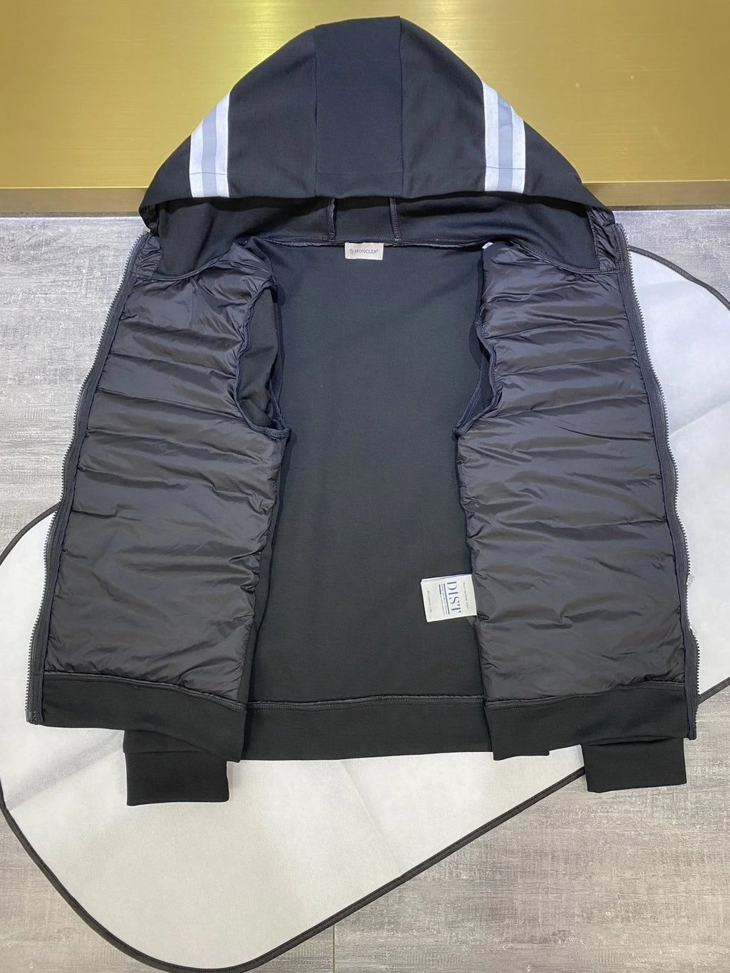 Moncler Hybrid Cardigan Down Jacket — Quilted Front & Knit Sleeves