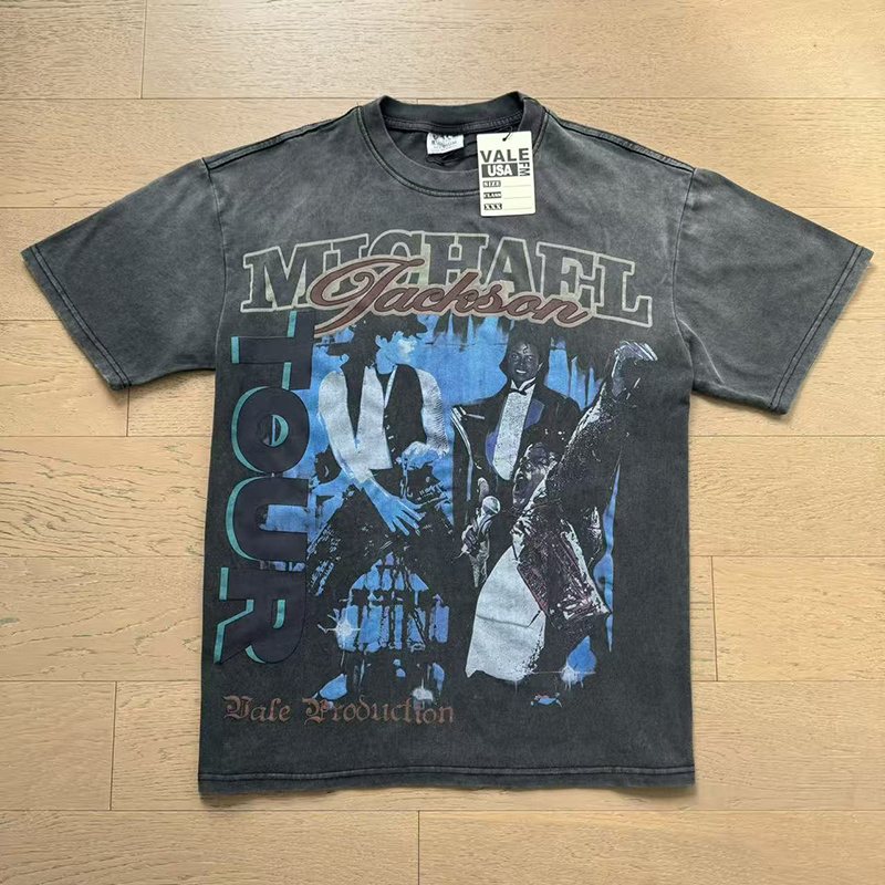 VALE USA Washed Michael Jackson Graphic T-Shirt