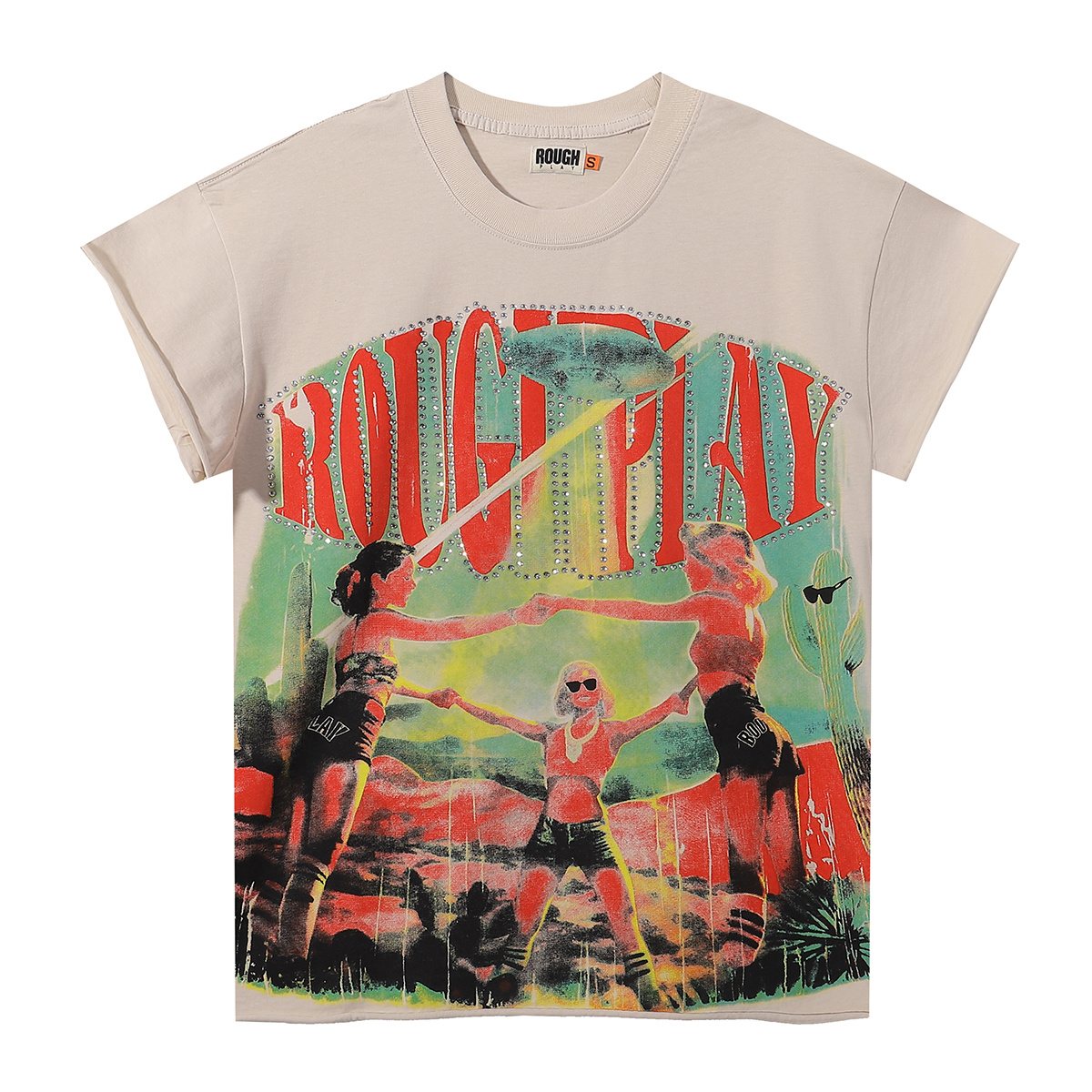 Rough Play Desert Cactus Rhinestone Graphic T-Shirt