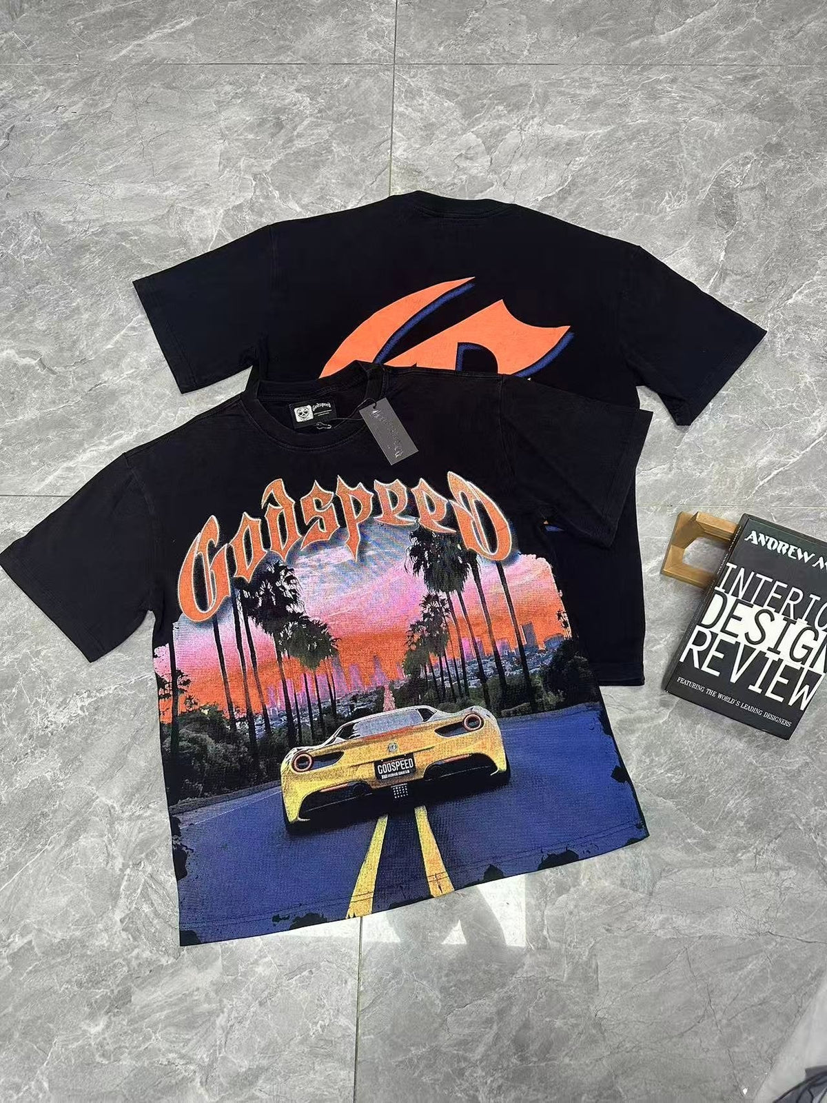 Godspeed Washed Black Racing Car Graphic T-Shirt