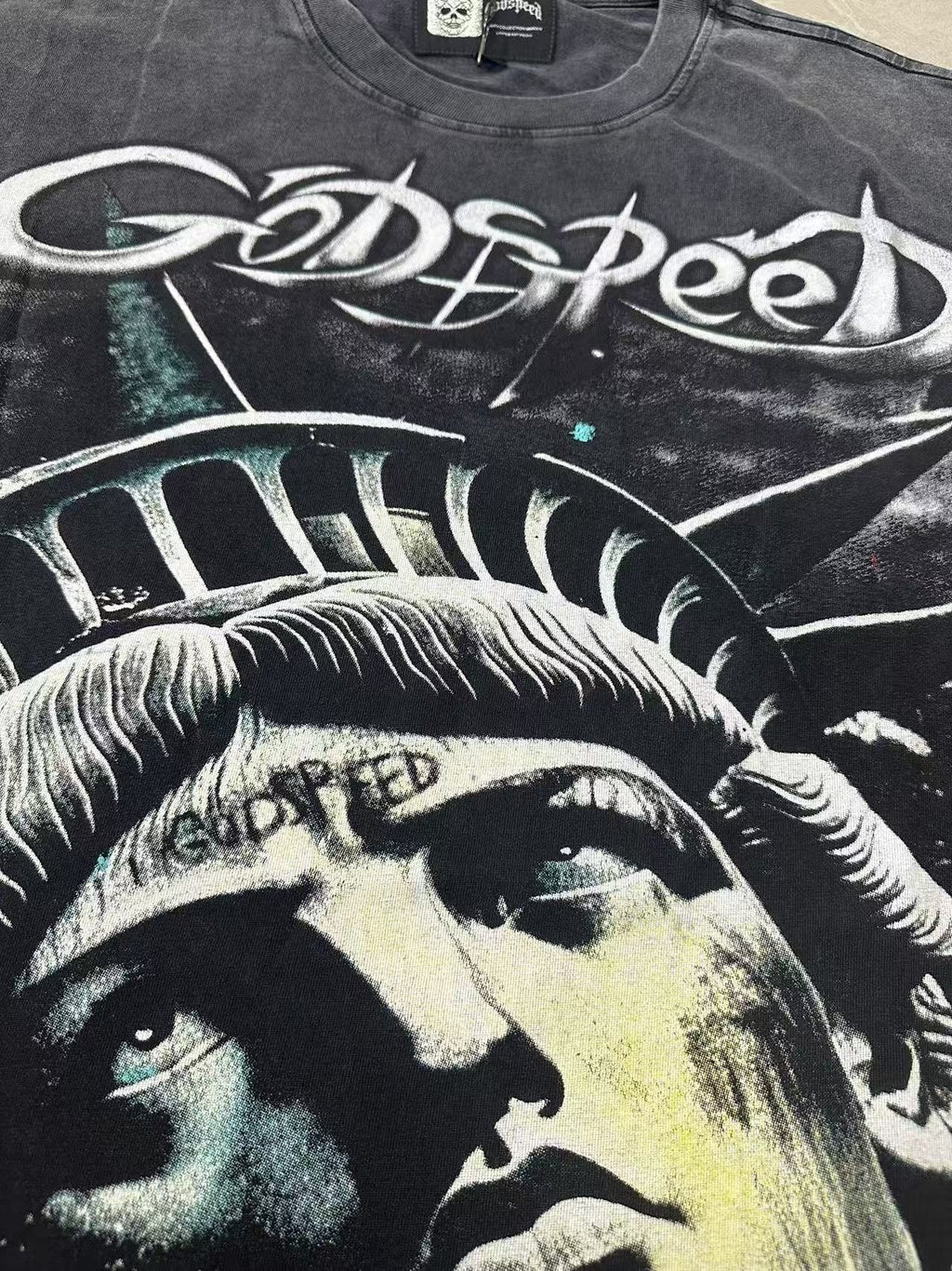 Godspeed Statue of Liberty Washed Graphic T-Shirt