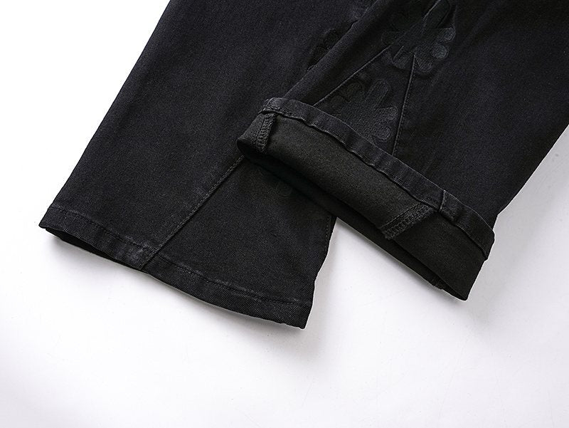 LOSTSHDWS Black Flared Jeans with Floral Embroidery
