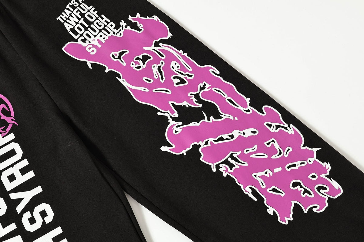 THAT'S A AWFUL LOT OF COUGH SYRUP Black Graphic Hoodie & Sweatpants Matching Set