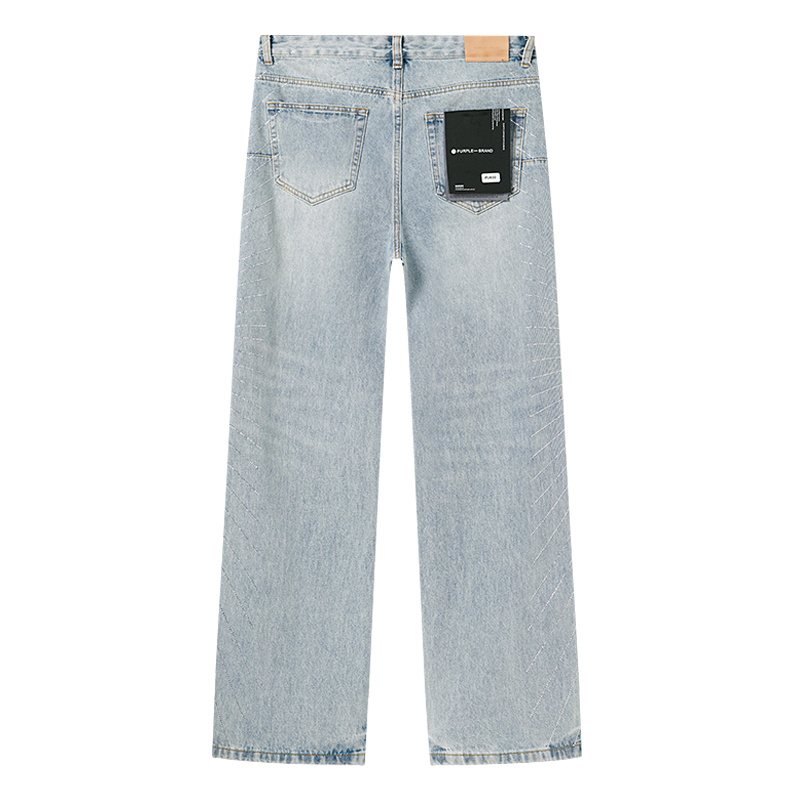 Purple Brand Light Blue Rhinestone Stripe Jeans