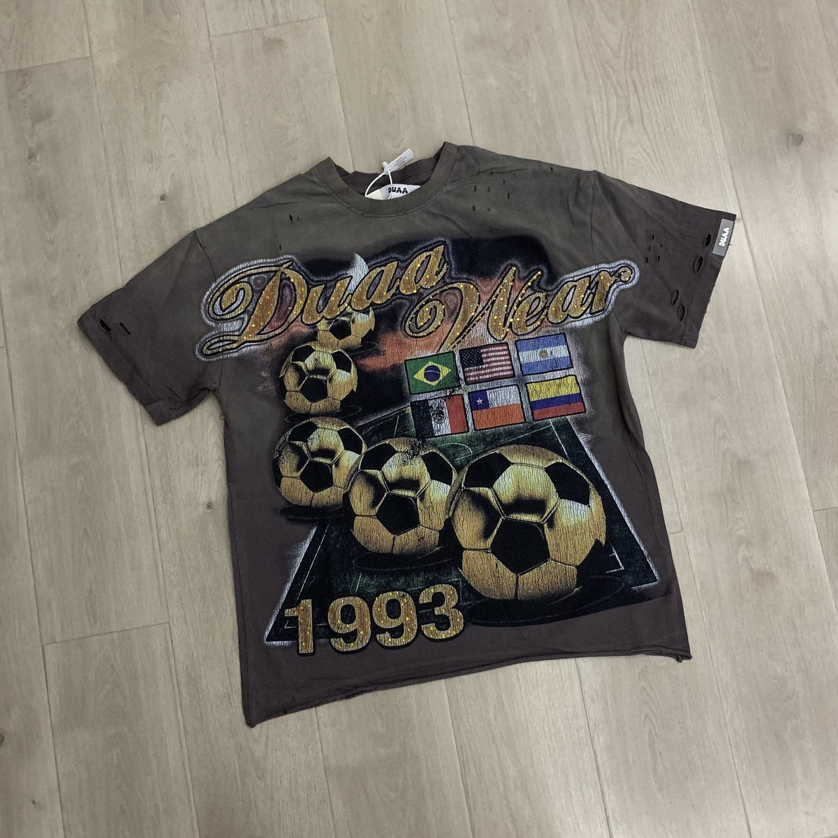 DUAA WC 93 Soccer Flag Distressed Graphic T-Shirt