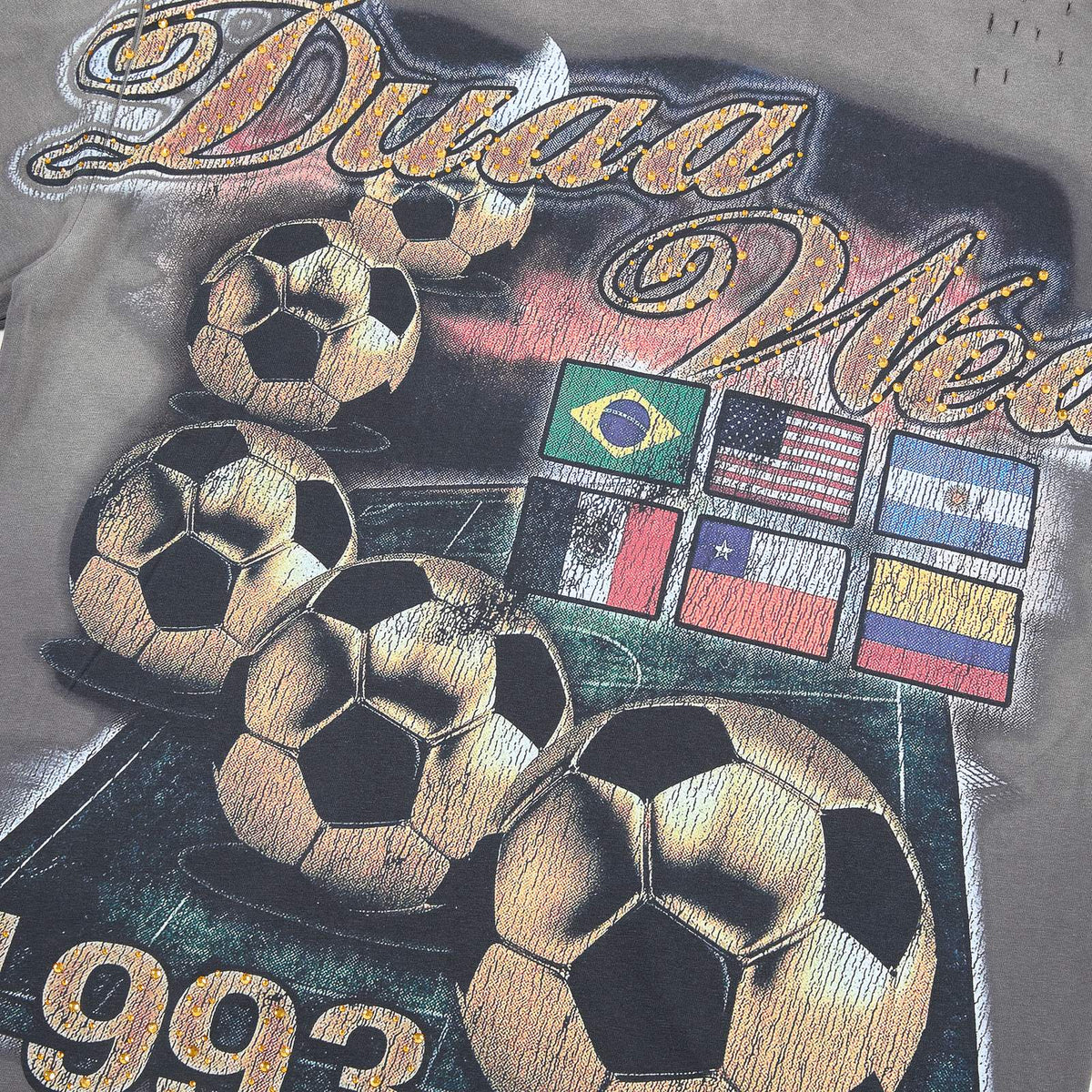 DUAA WC 93 Soccer Flag Distressed Graphic T-Shirt