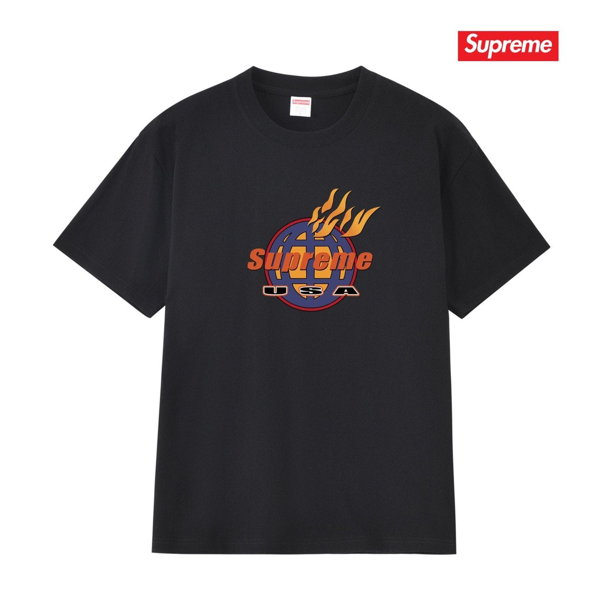 Supreme Flame Globe Graphic Short-Sleeve T-Shirt