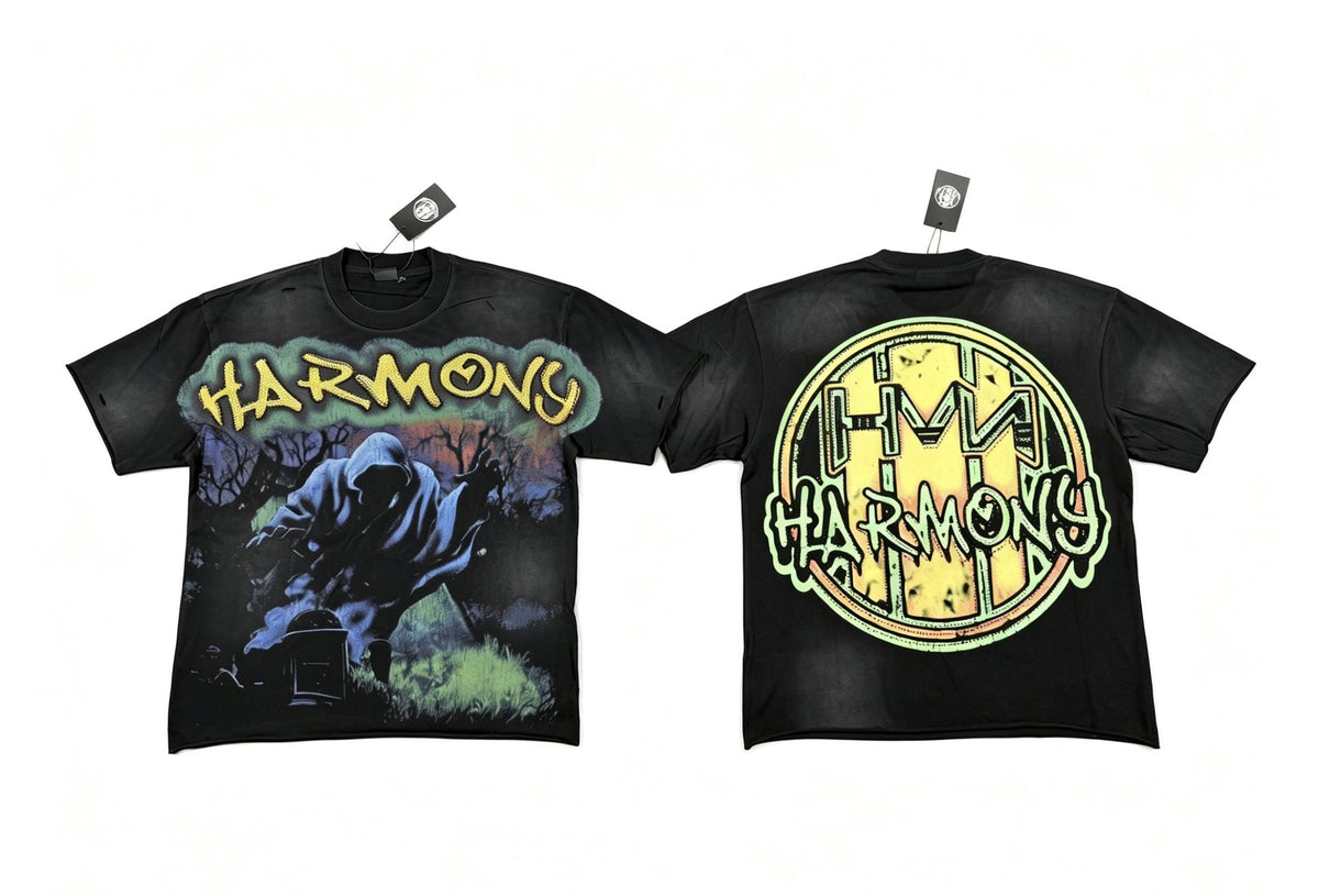 HARMONY New Age Black Front & Back Graphic T-Shirt
