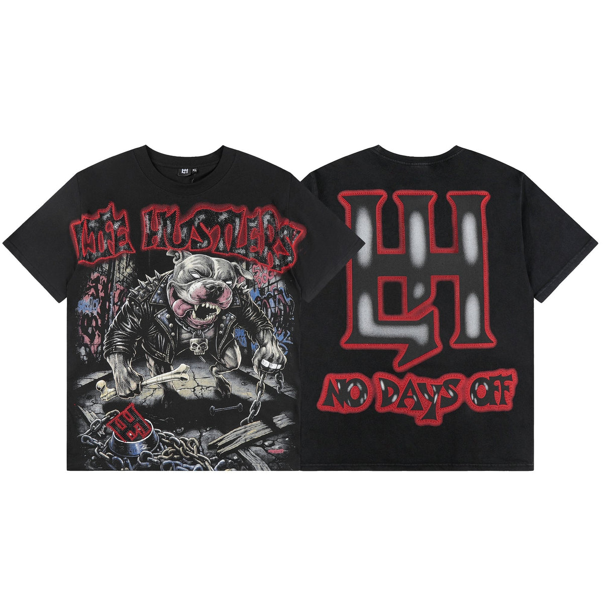 Life Hustlere Black Red/Gray Graphic Short-Sleeve T-Shirt