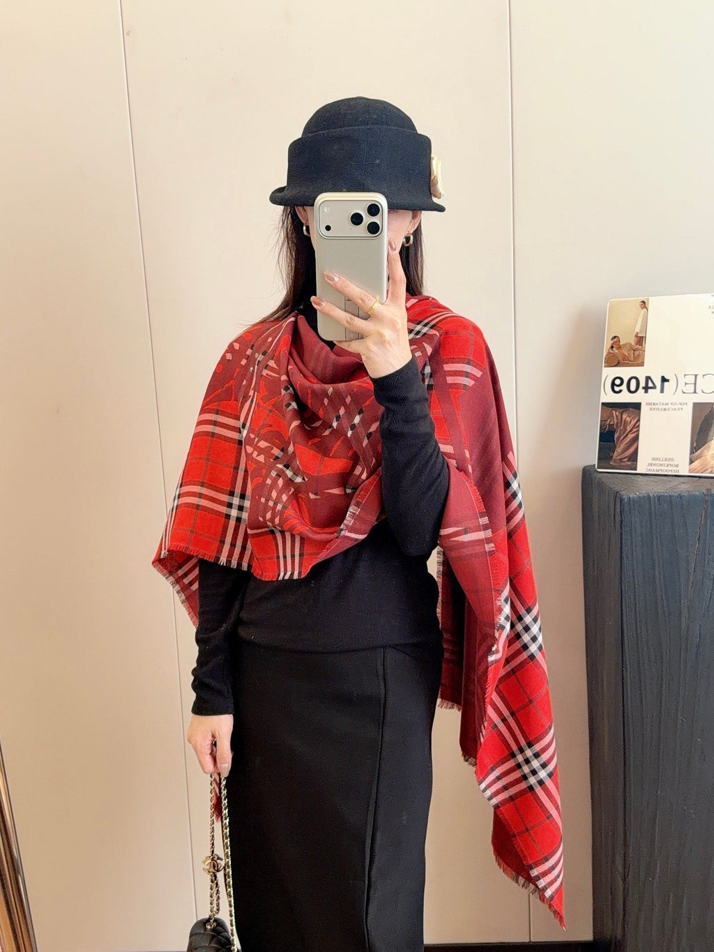 Burberry Style Classic Plaid Fringe Scarf