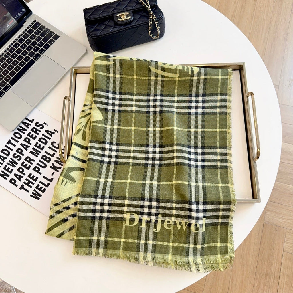 Burberry Style Classic Plaid Fringe Scarf