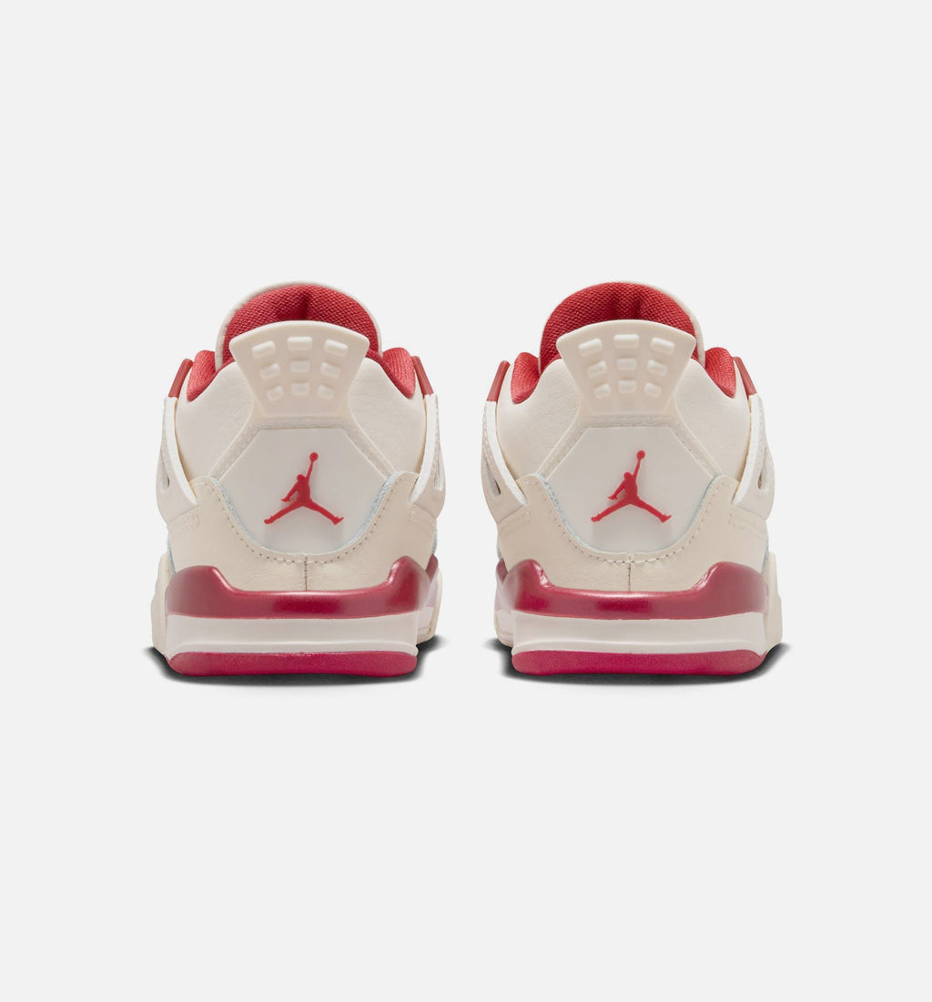 Air Jordan 4 Retro Valentine's Day Infant & Toddler Lifestyle Shoes - Pale Ivory / Sierra Red / Tough Red