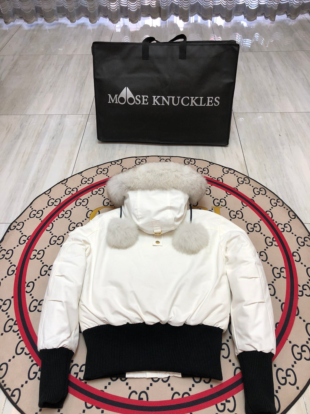 Moose Knuckles Women's Hooded Down Bomber Jacket