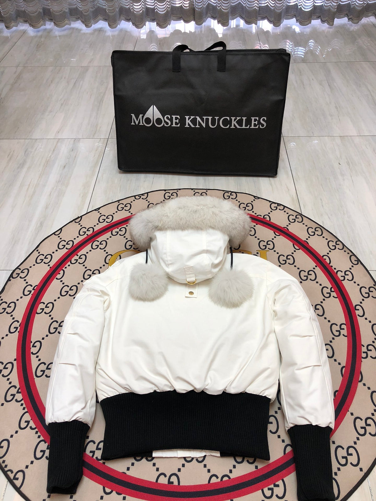 Moose Knuckles Women's Hooded Down Bomber Jacket