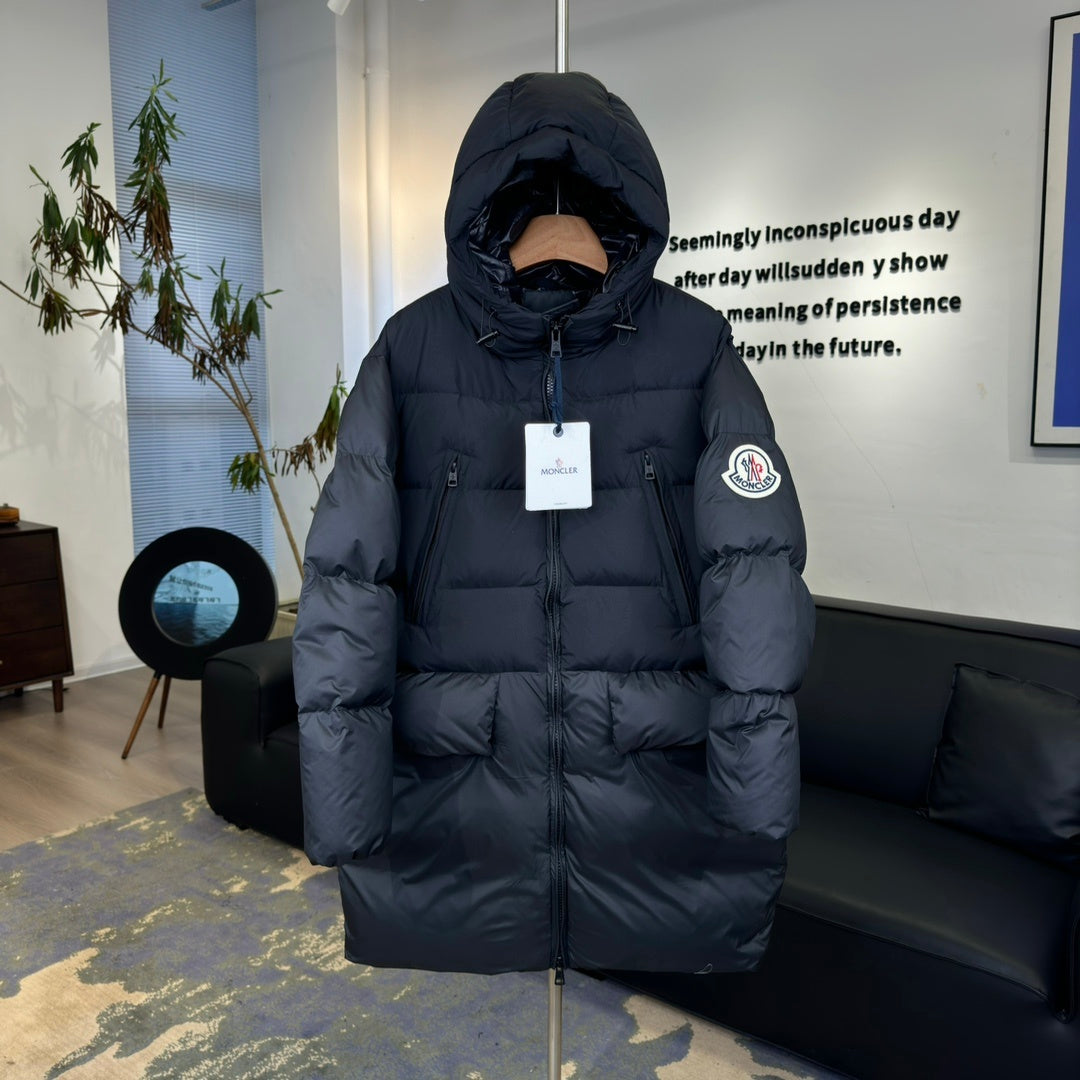 Moncler Bosona Long Down Coat – Oversized Logo