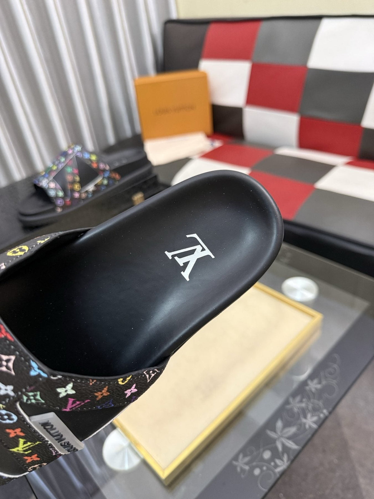 Louis Vuitton Multicolor Strap Slide Sandals
