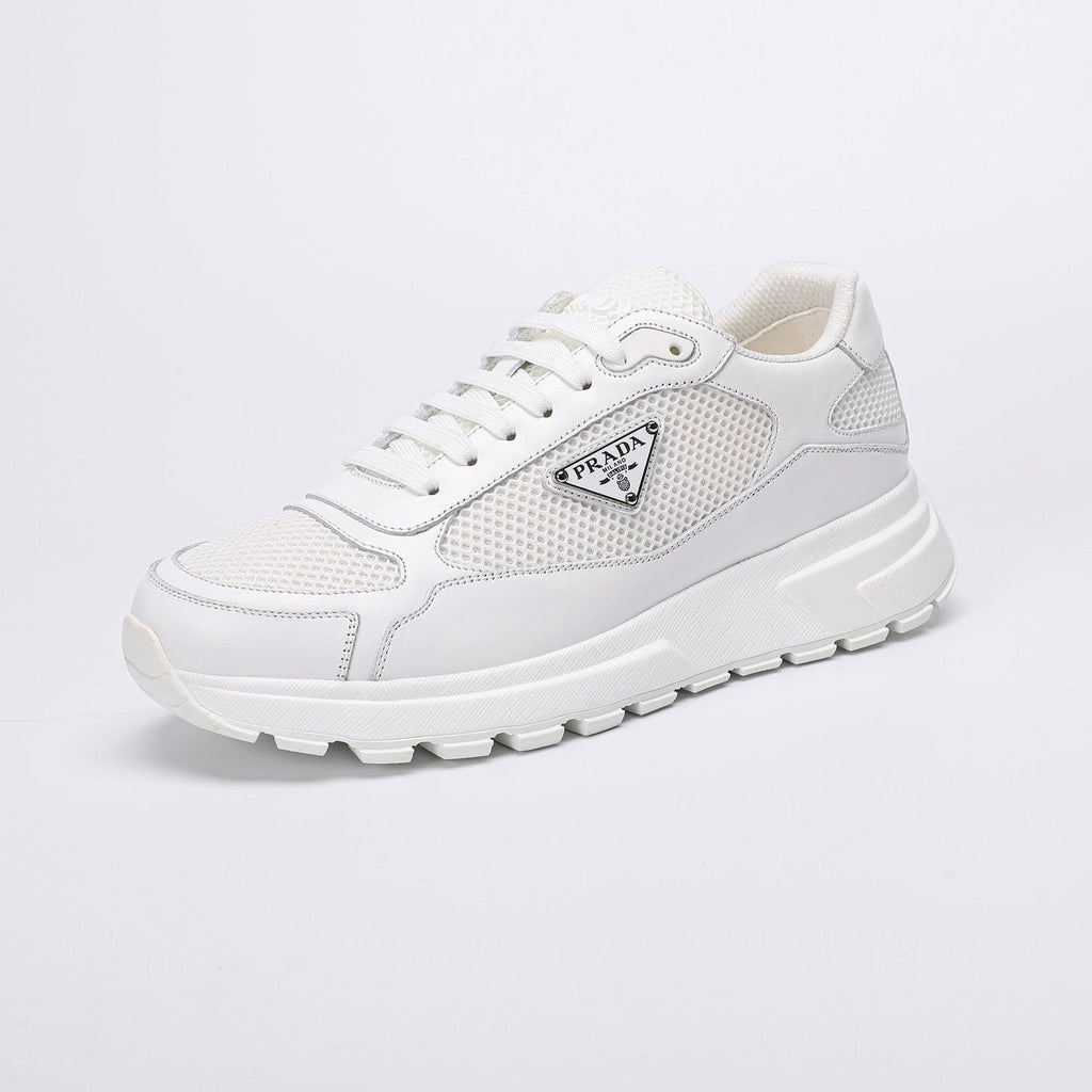 Prada White Leather Low-Top Sneakers