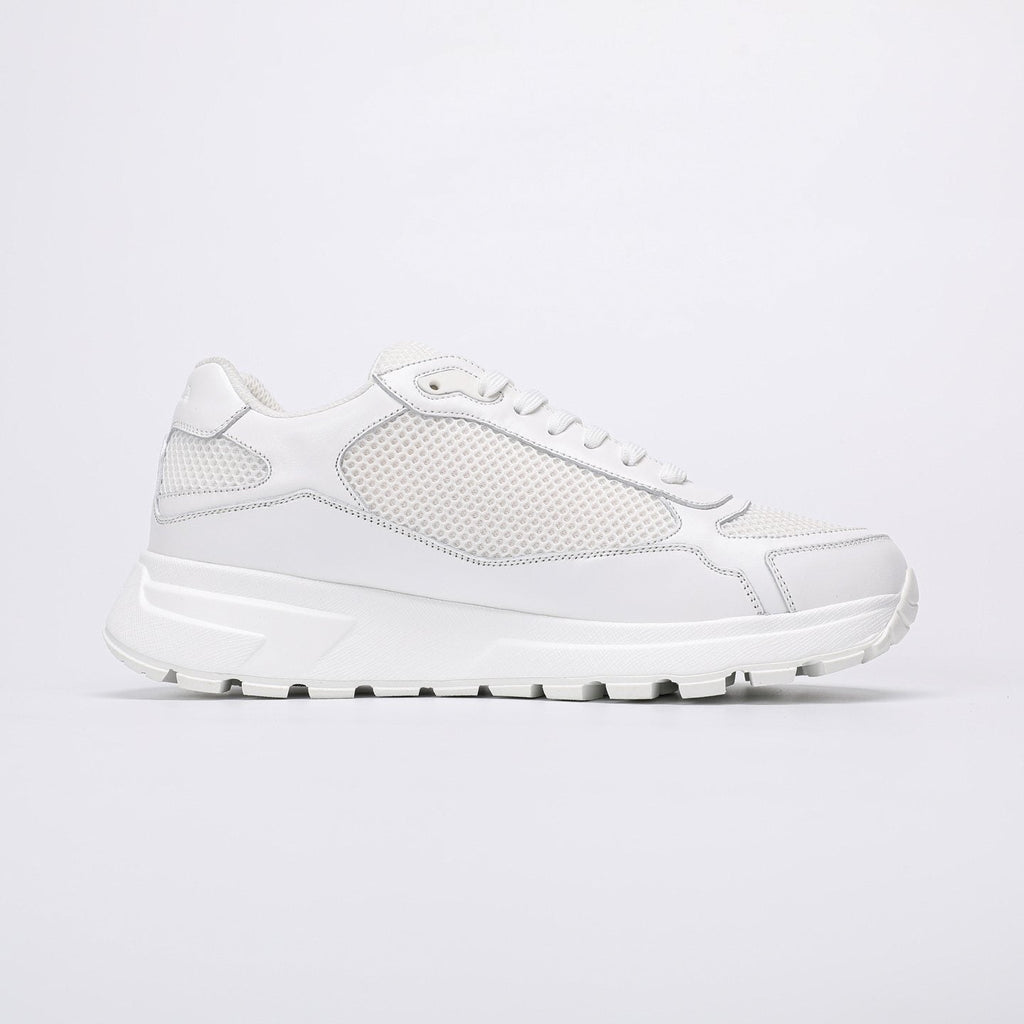 Prada White Leather Low-Top Sneakers