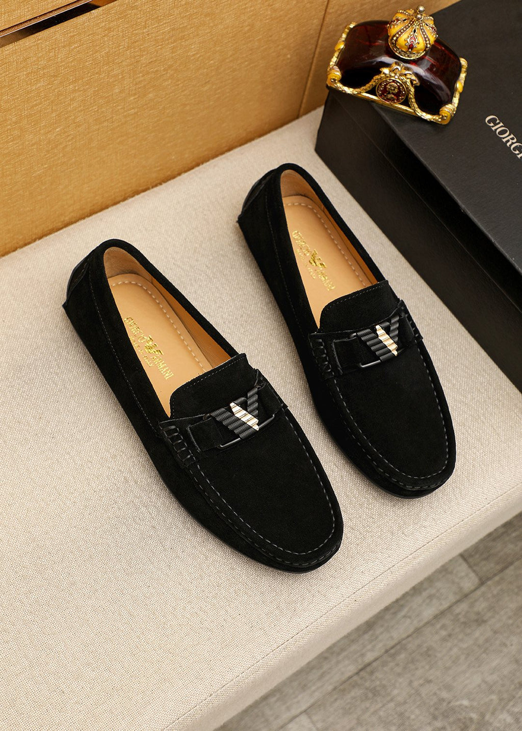 Prada Black Metal Bar Loafers