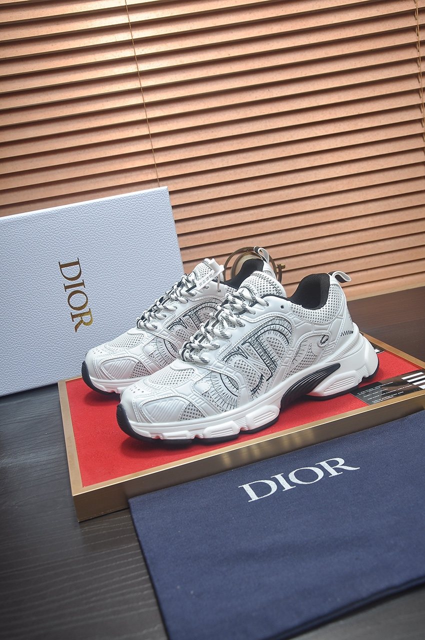Dior Silver, White & Black Low-Top Sneakers