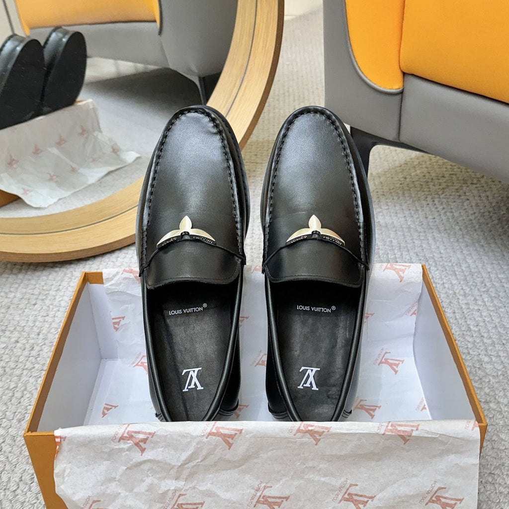 Louis Vuitton Men's Black Metal-Accent Loafers