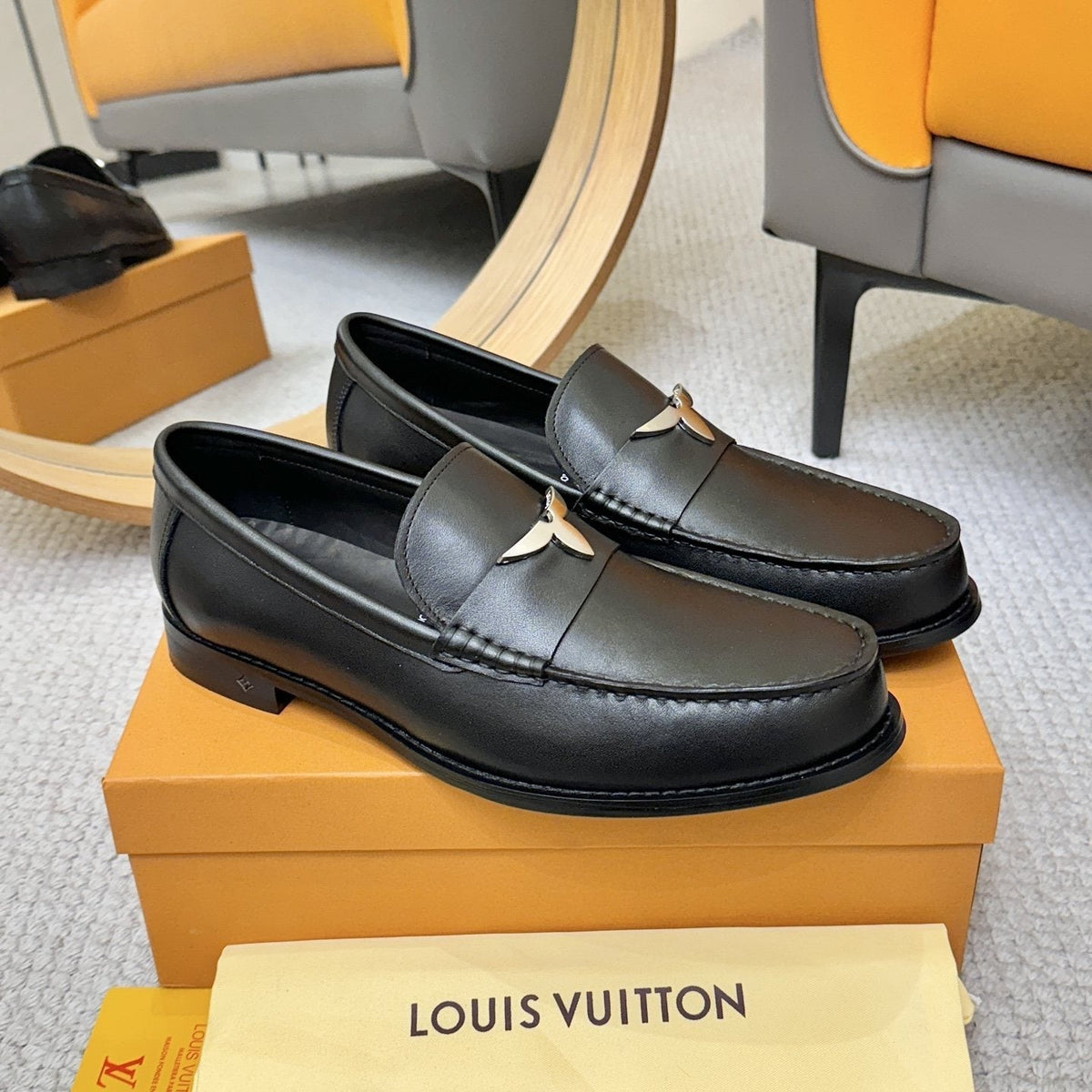 Louis Vuitton Men's Black Metal-Accent Loafers