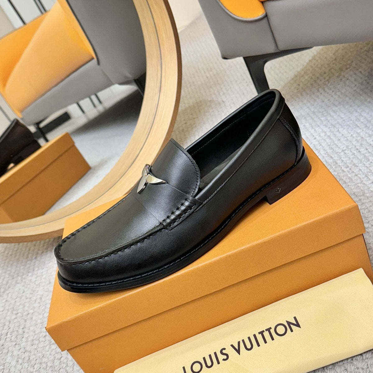 Louis Vuitton Men's Black Metal-Accent Loafers