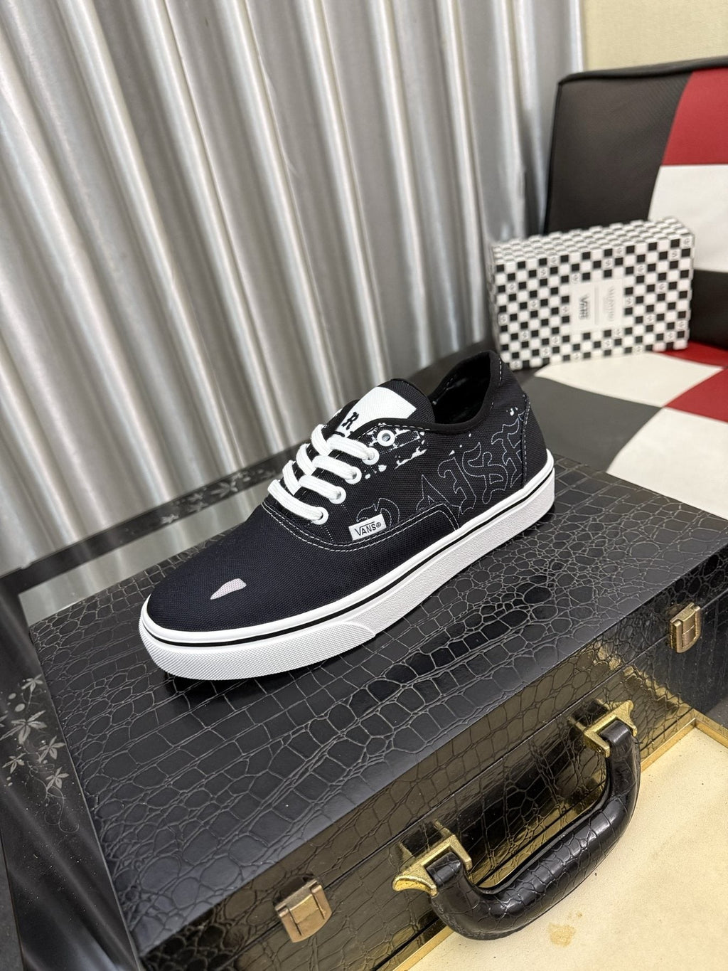 Vans Black Graphic Low-Top Sneakers - White Rubber Sole