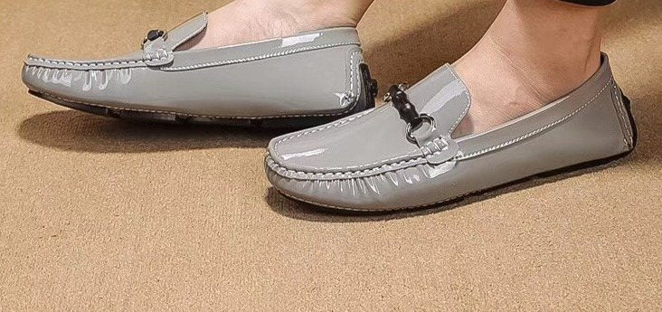 Versace Glossy Gray Bit Loafers