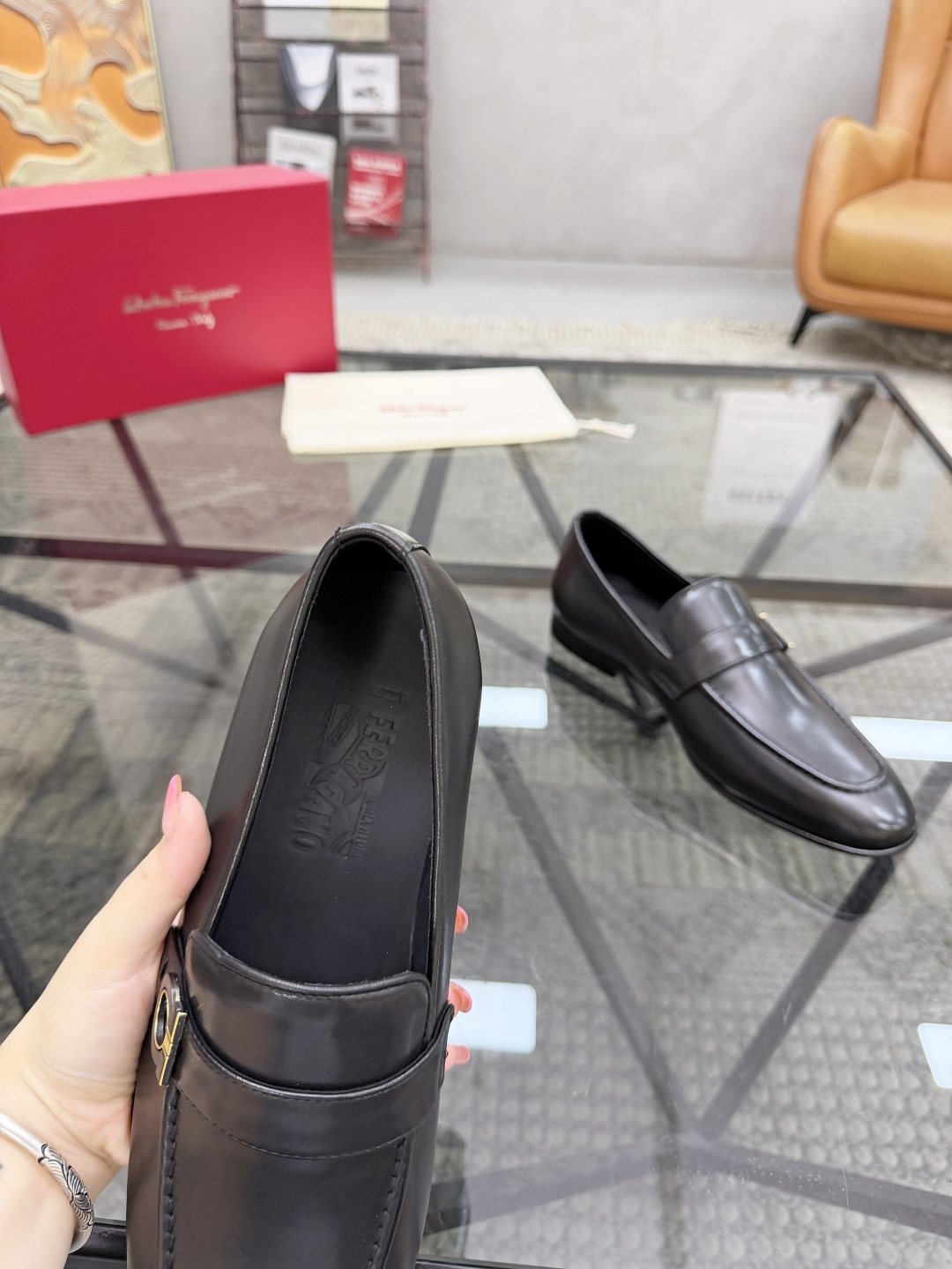 Salvatore Ferragamo Men's Black Buckle Strap Slip-On Loafers
