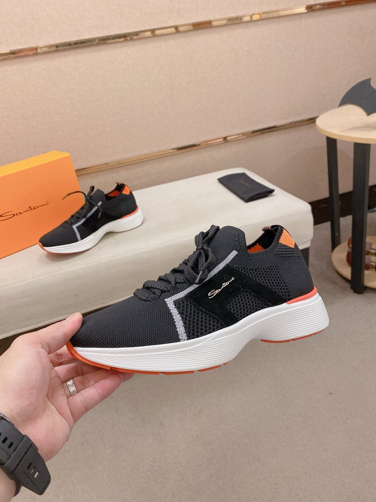 Santoni Men's Knit Panel Sneakers