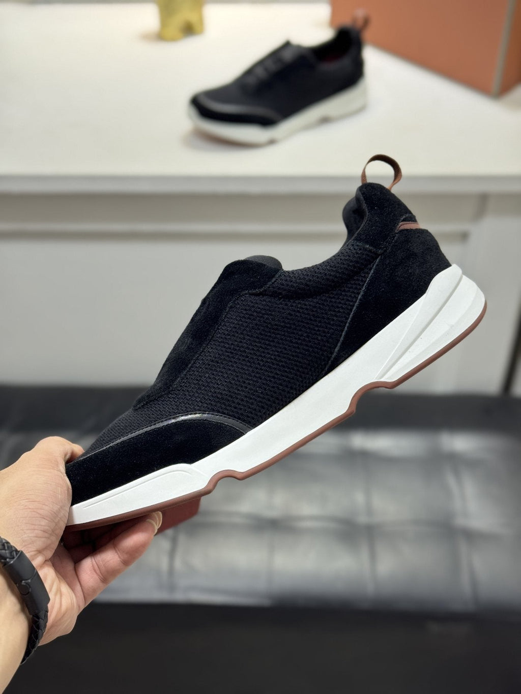 Loro Piana Men's Textured Lace-Up Sneakers