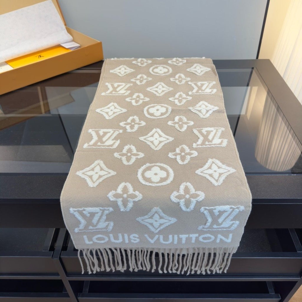 Louis Vuitton Fringed Monogram-Style Scarf