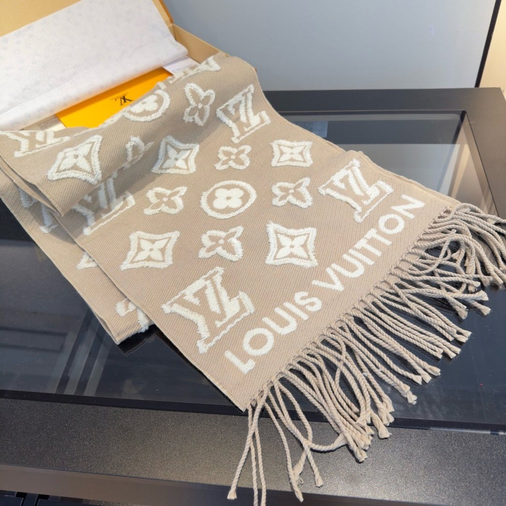 Louis Vuitton Fringed Monogram-Style Scarf