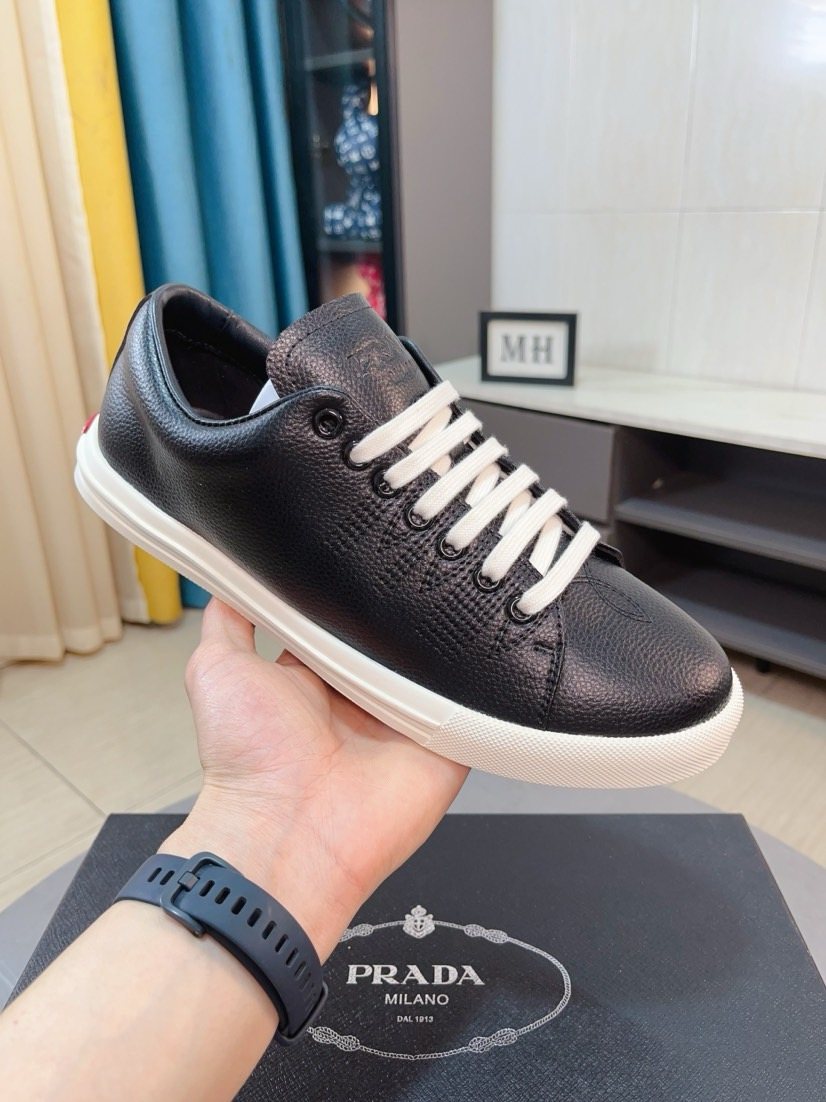 Prada Textured Low-Top Sneakers