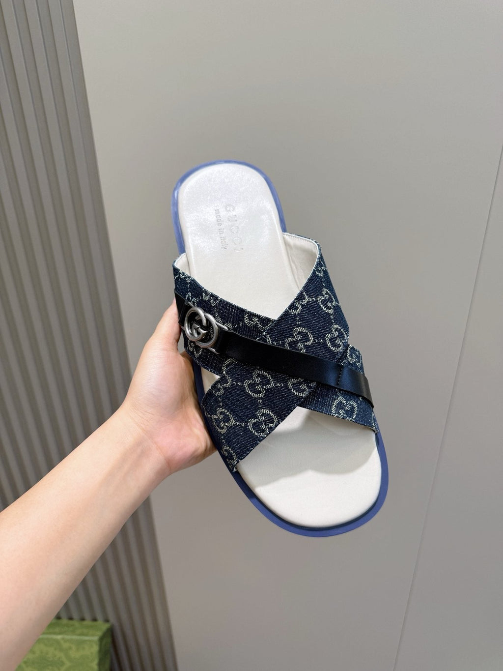 Gucci Crossed Strap Slide Sandals