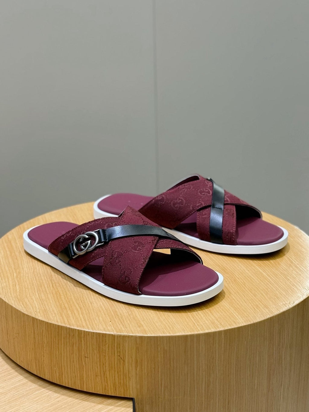 Gucci Crossed Strap Slide Sandals
