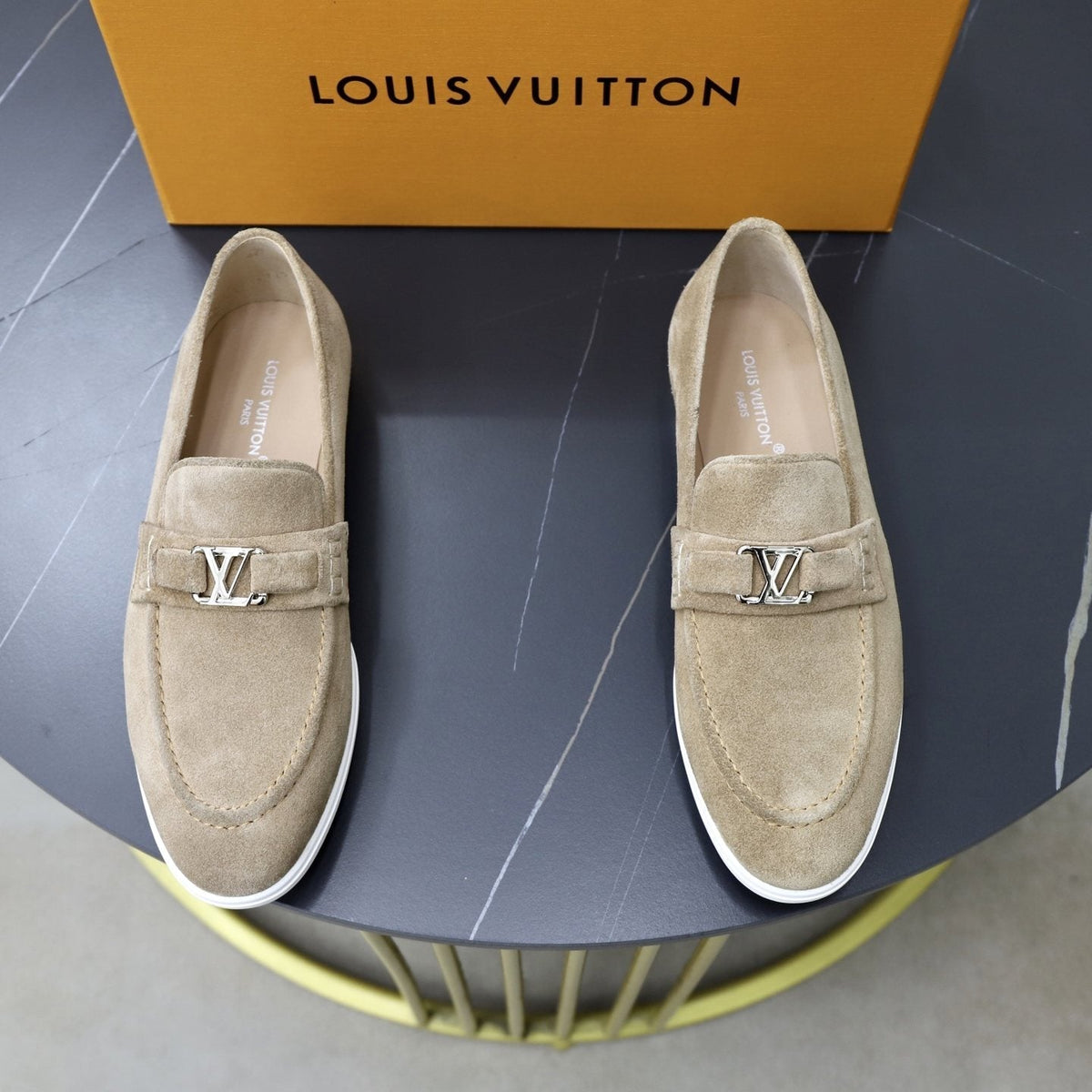 Louis Vuitton Men's Suede-Like Metal Hardware Loafers