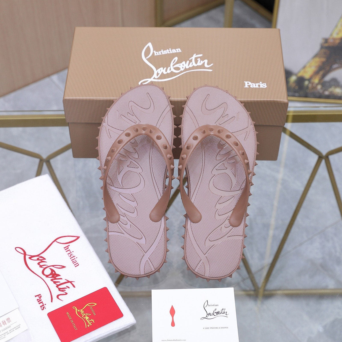 Christian Louboutin Studded Thong Flip-Flop Sandals