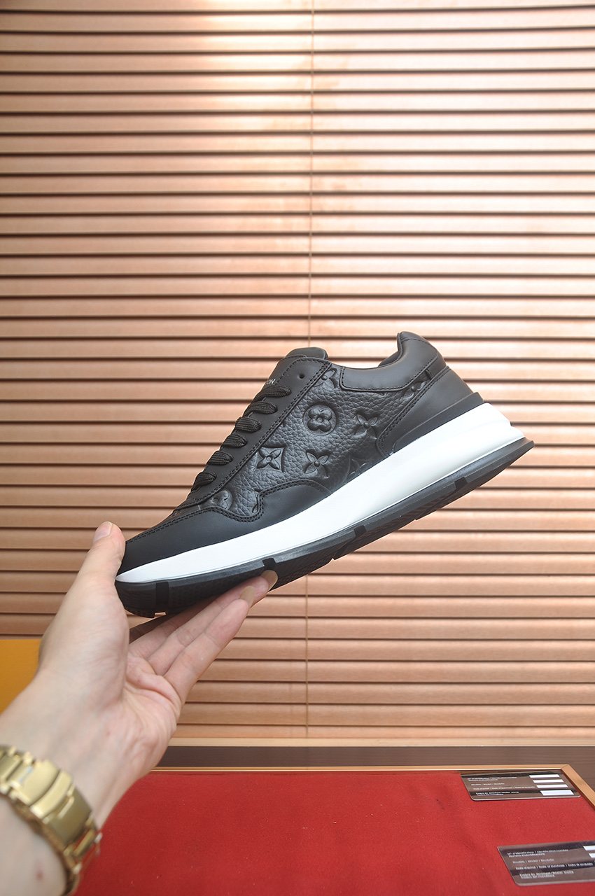 Louis Vuitton Black and White Low-Top Sneakers - Dark Treaded Outsole