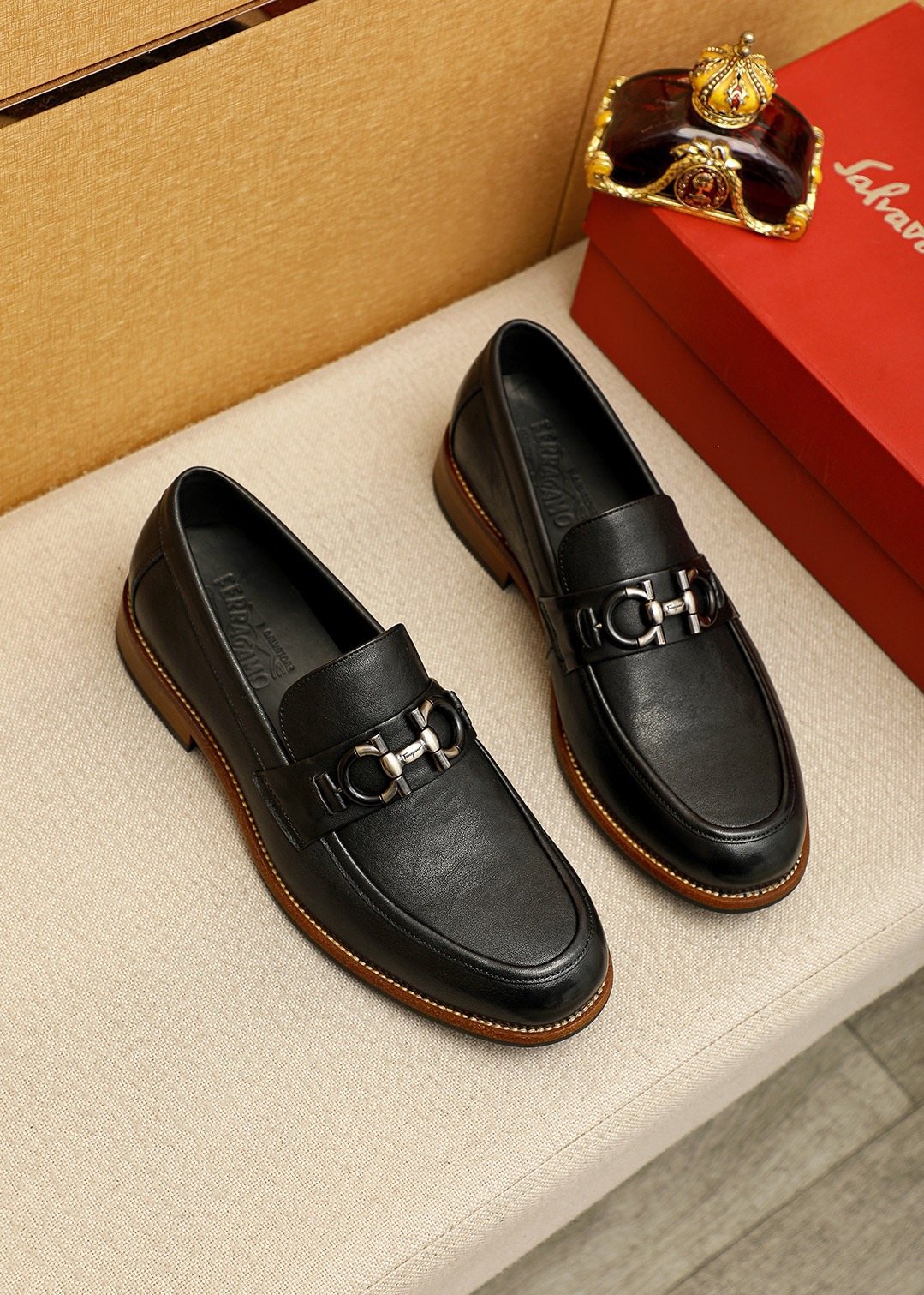Salvatore Ferragamo Men's Leather Bit Loafers - Stacked Heel