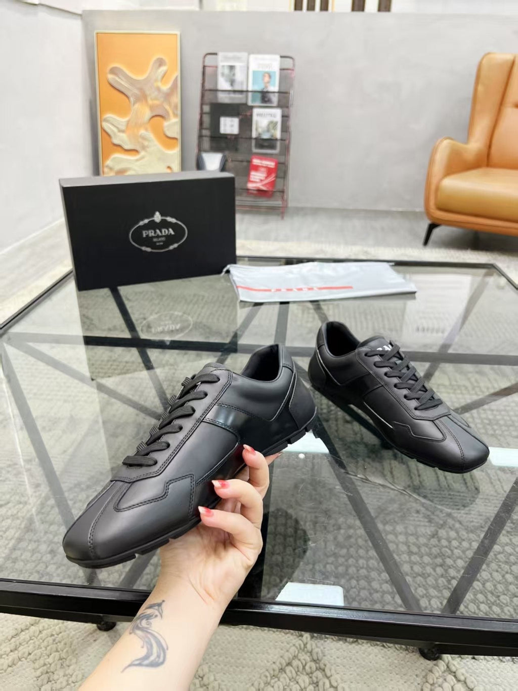 Prada Men's Panel Lace-Up Sneakers