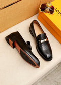 Louis Vuitton Embossed Metal-Bar Loafers
