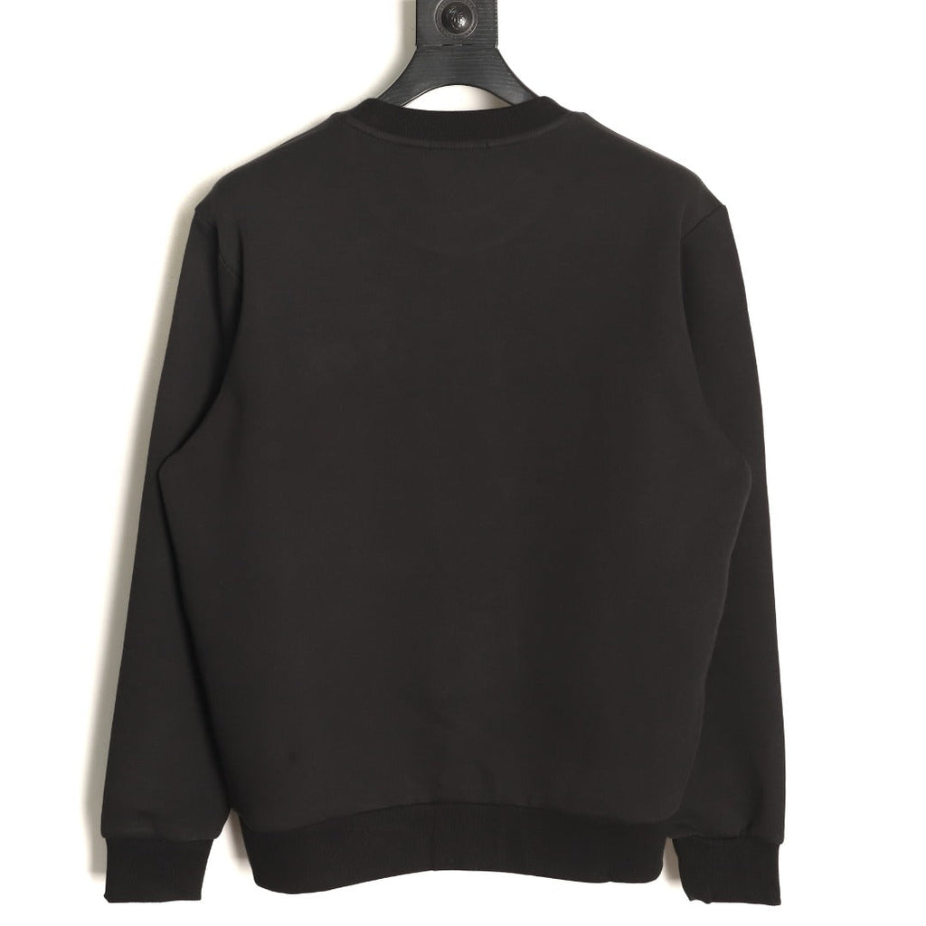 Prada Black Triangle-Detail Crewneck Sweatshirt with Red Silicone Trim