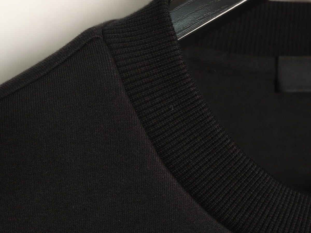 Prada Black Triangle-Detail Crewneck Sweatshirt with Red Silicone Trim