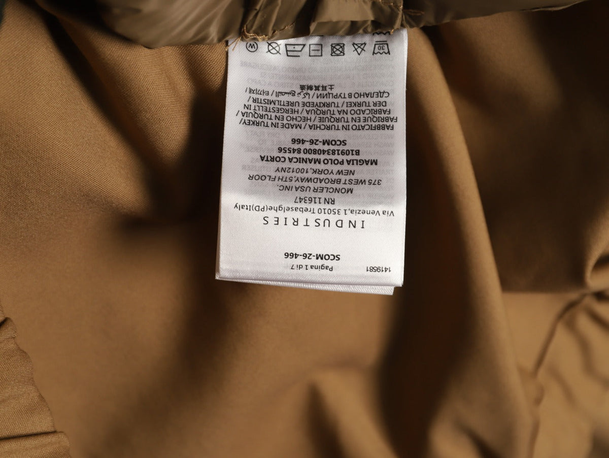 Moncler Contrast-Stripe Chest-Zip Jacket - Camel